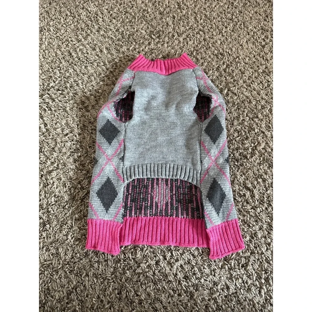 Vibrant Life Pink Argyle Dog‎ Sweater Size Medium